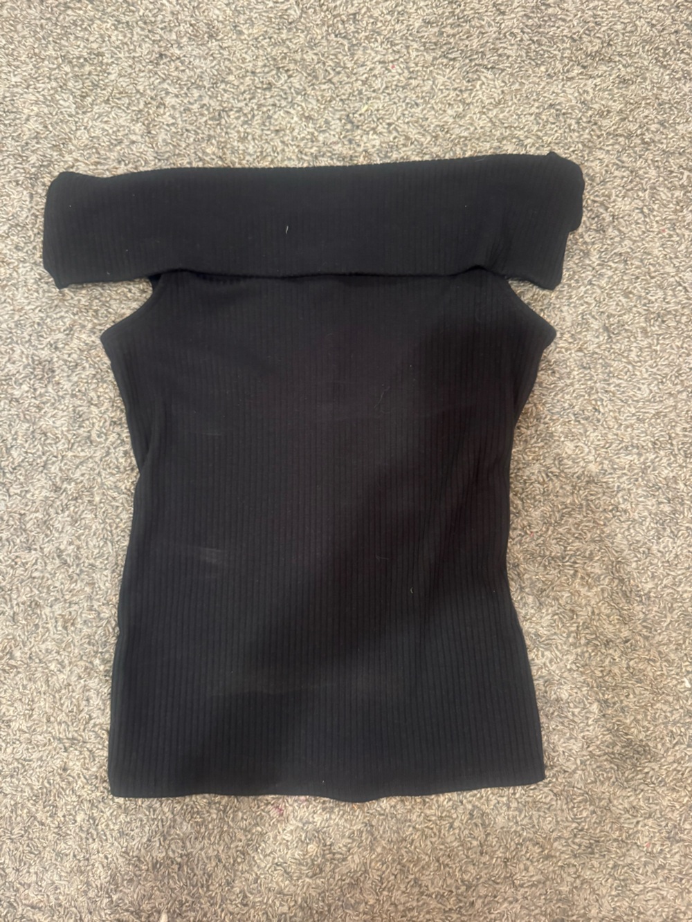 a new day Black Ribbed Off-Shoulder Top sz S